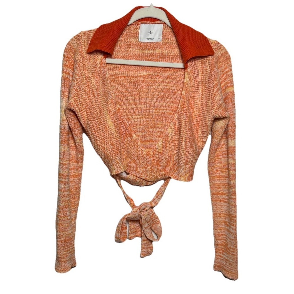Yllw Marigold Wrap Orange Knit Cropped Cotton Blend Top Size XS EUC